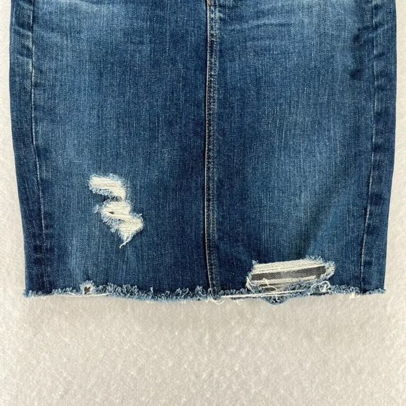 Adriano Goldschmied Skirt Size 24 The Erin Pencil Distressed Slit Denim Blue - Picture 3 of 9